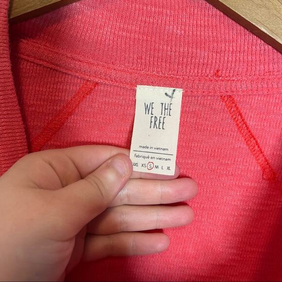 Free People Don't Forget Me Side Pink Thermal Button Long Sleeve Top Size Small - Picture 5 of 8
